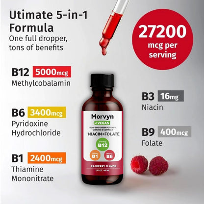 Empaque Morvyn suplementos líquidos vitamina B complejo