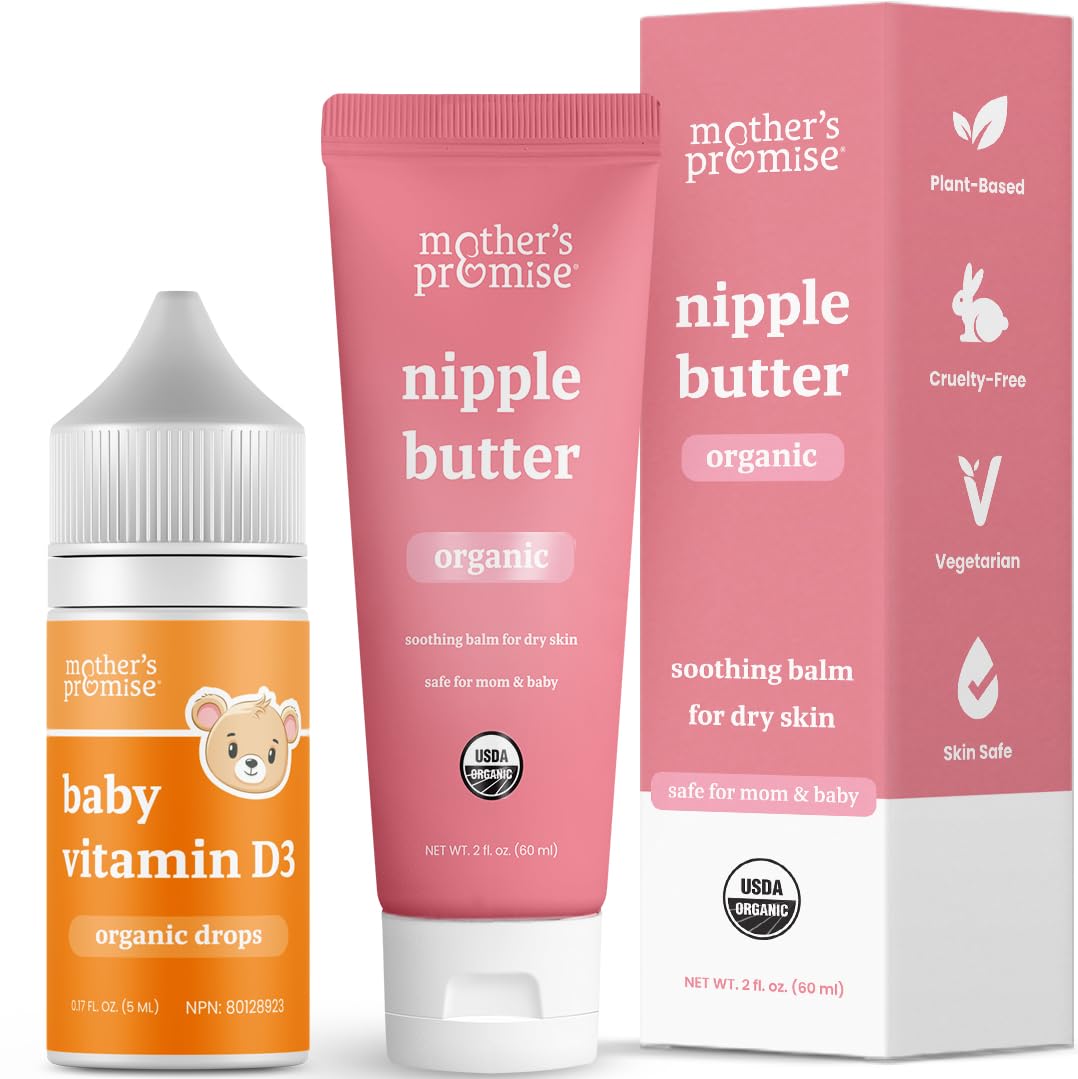 Paquete Mother's Promise manteca pezón y gotas vitamina D3 bebés