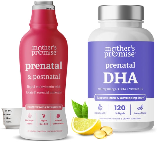Paquete Mother's Promise multivitamínico líquido y DHA prenatal para mujeres