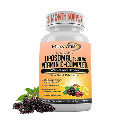 MoxyVites cápsulas vegetales vitamina C liposomal zinc 180 unidades