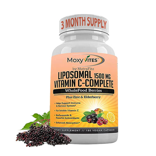 MoxyVites cápsulas vegetales vitamina C liposomal zinc 180 unidades