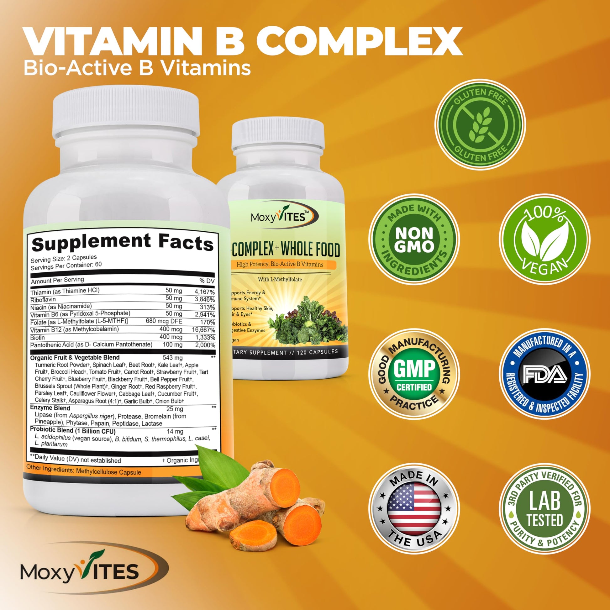 MoxyVites suplemento complejo b caja frontal detalle