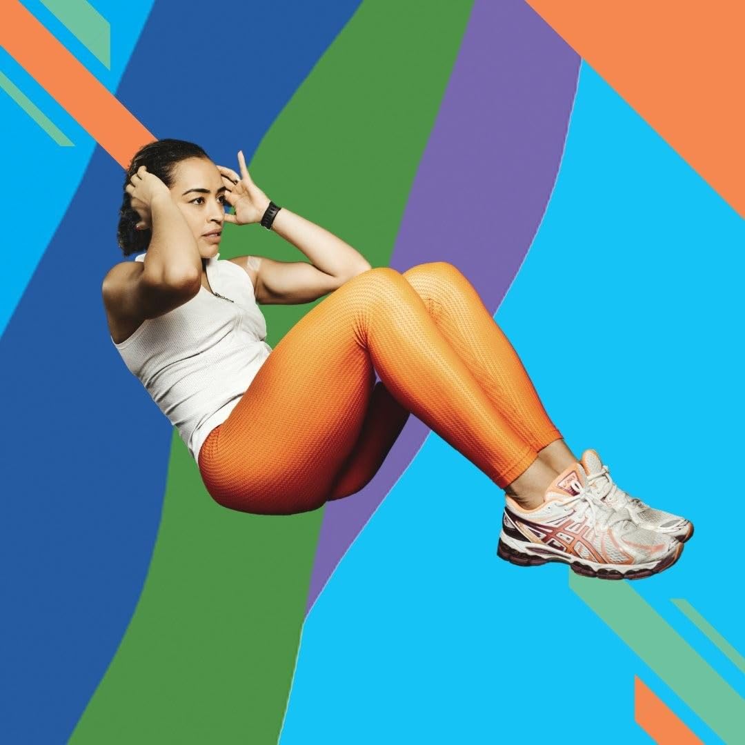 Mujer haciendo abdominales con parche XLPATCH.