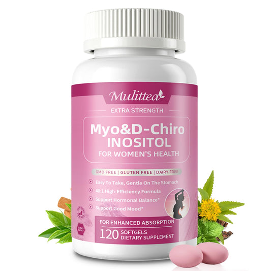 Frasco Mulittea Inositol 40:1 y Omega-3 para mujeres 120 softgels