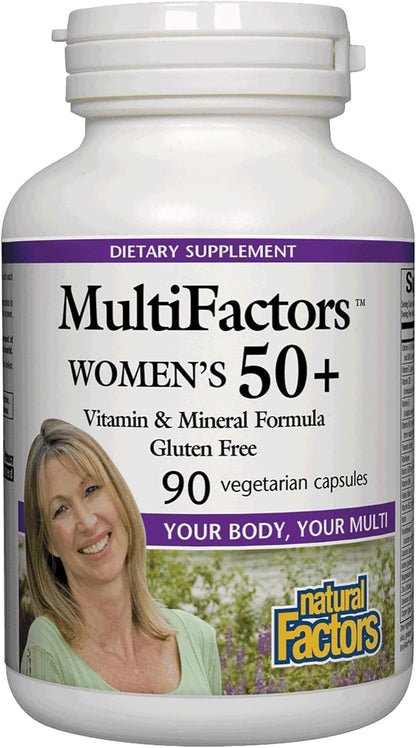 Frasco de vitaminas MultiFactors para mujeres 50+ de Natural Factors