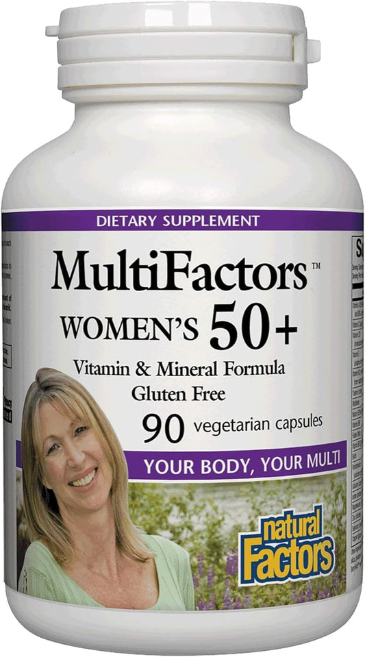 Frasco de vitaminas MultiFactors para mujeres 50+ de Natural Factors