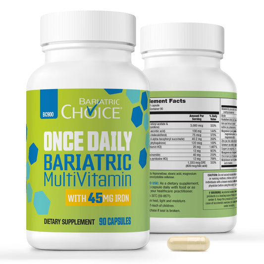 Multivitamina Bariátrica Diario con 45 mg de Hierro, 90 Cápsulas
