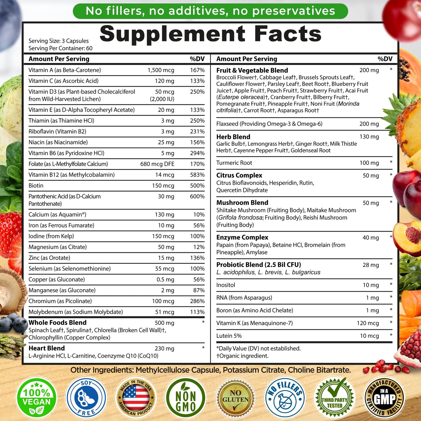 Multivitamina en ingredientes integrales y sin OGM