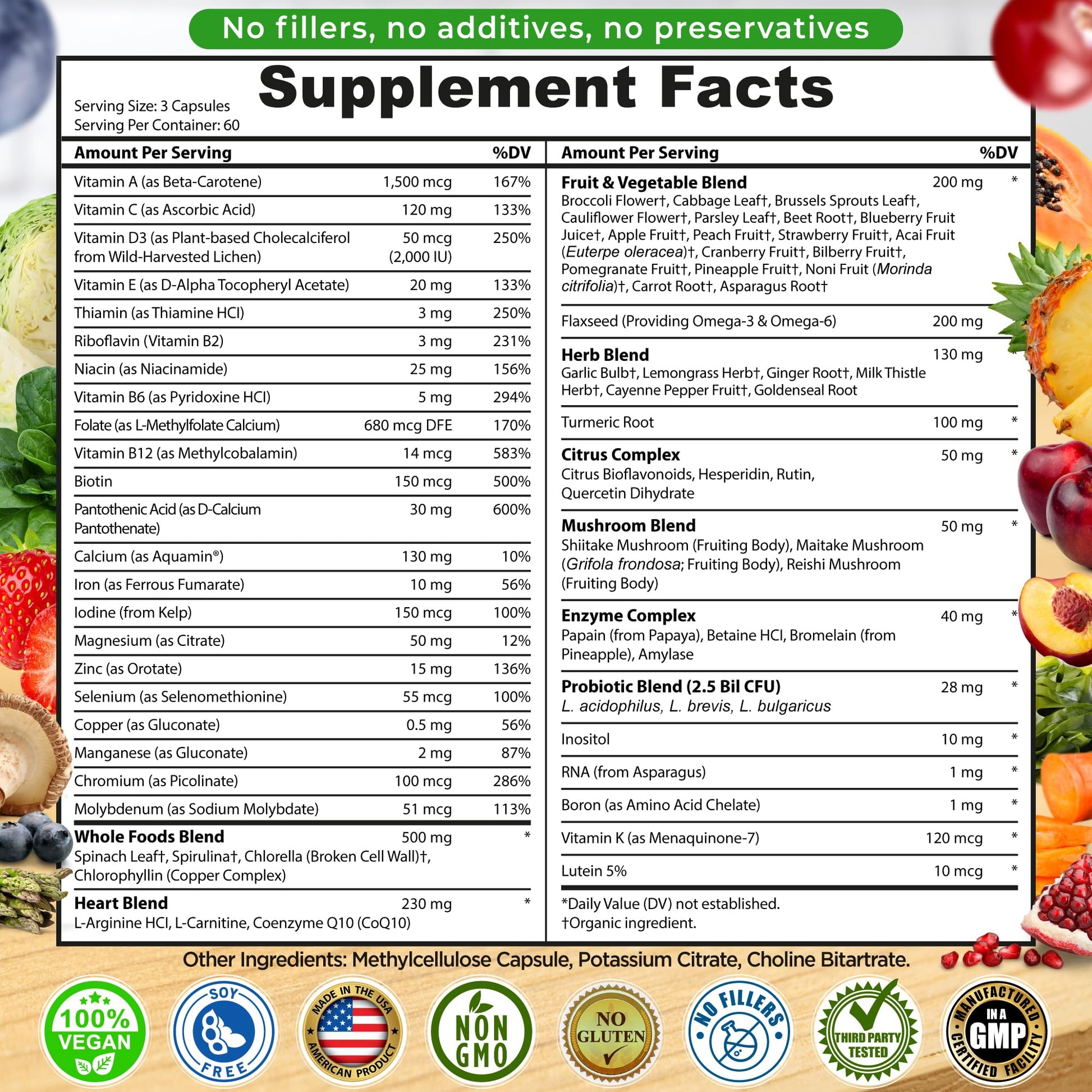 Multivitamina en ingredientes integrales y sin OGM
