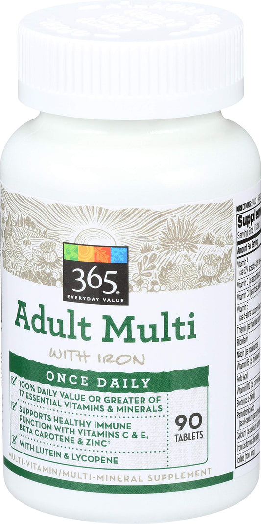 Imagen lateral del envase de multivitaminas 365 para adultos