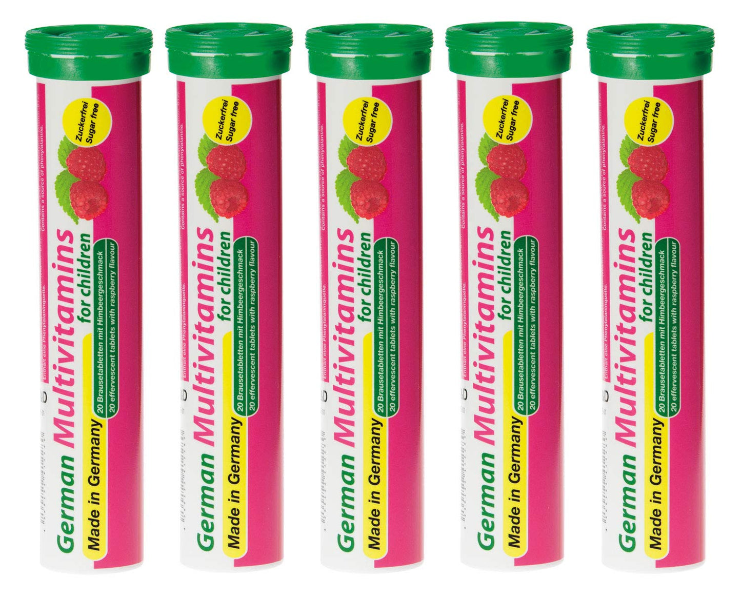 Multivitaminas alemanas para niños T&D con sabor a frambuesa.