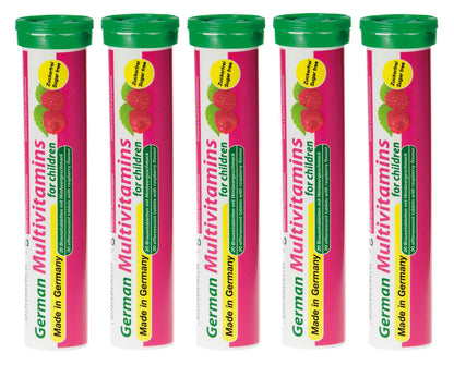 Multivitaminas alemanas para niños T&D con sabor a frambuesa.