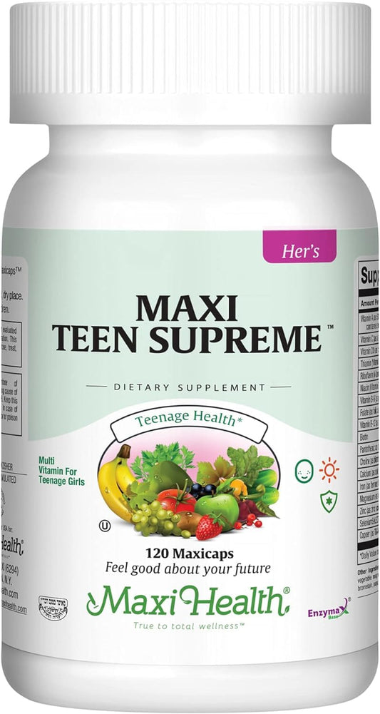 Frasco de multivitaminas para chicas adolescentes