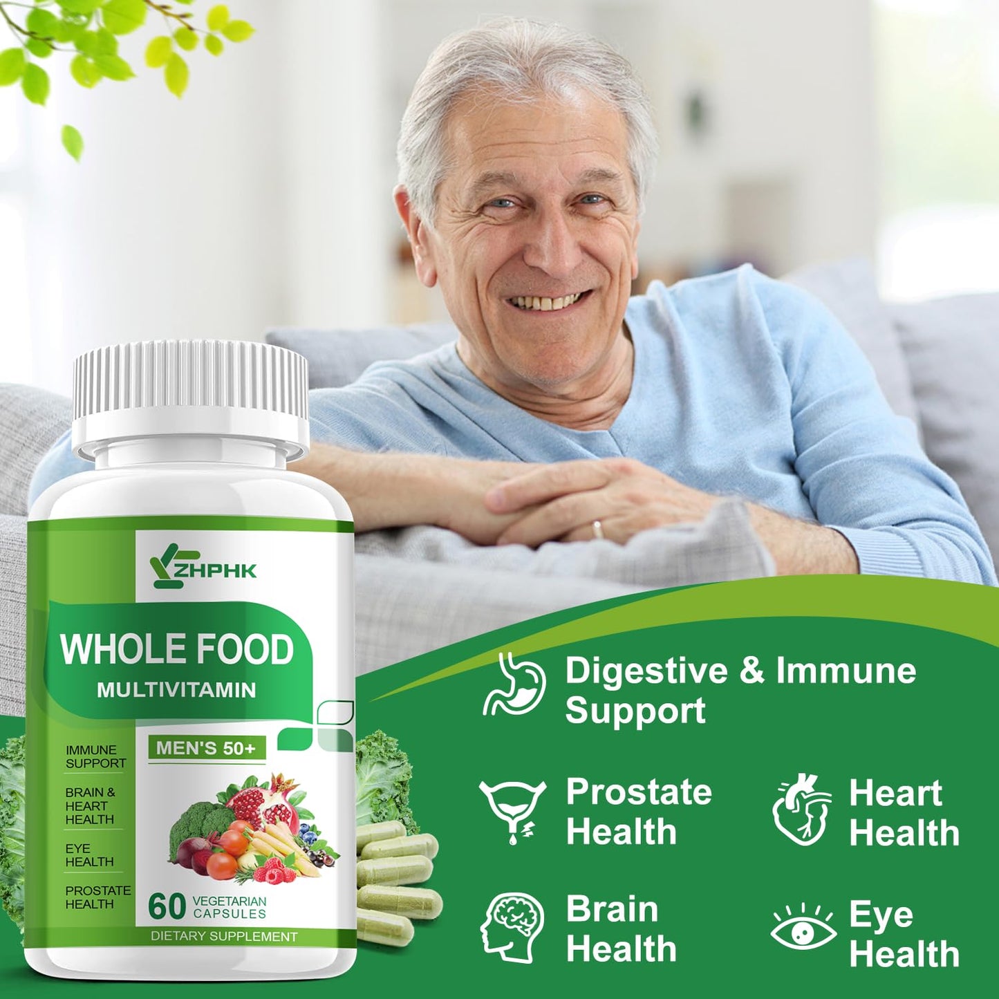 Multivitaminas whole food para el apoyo digestivo e inmune.
