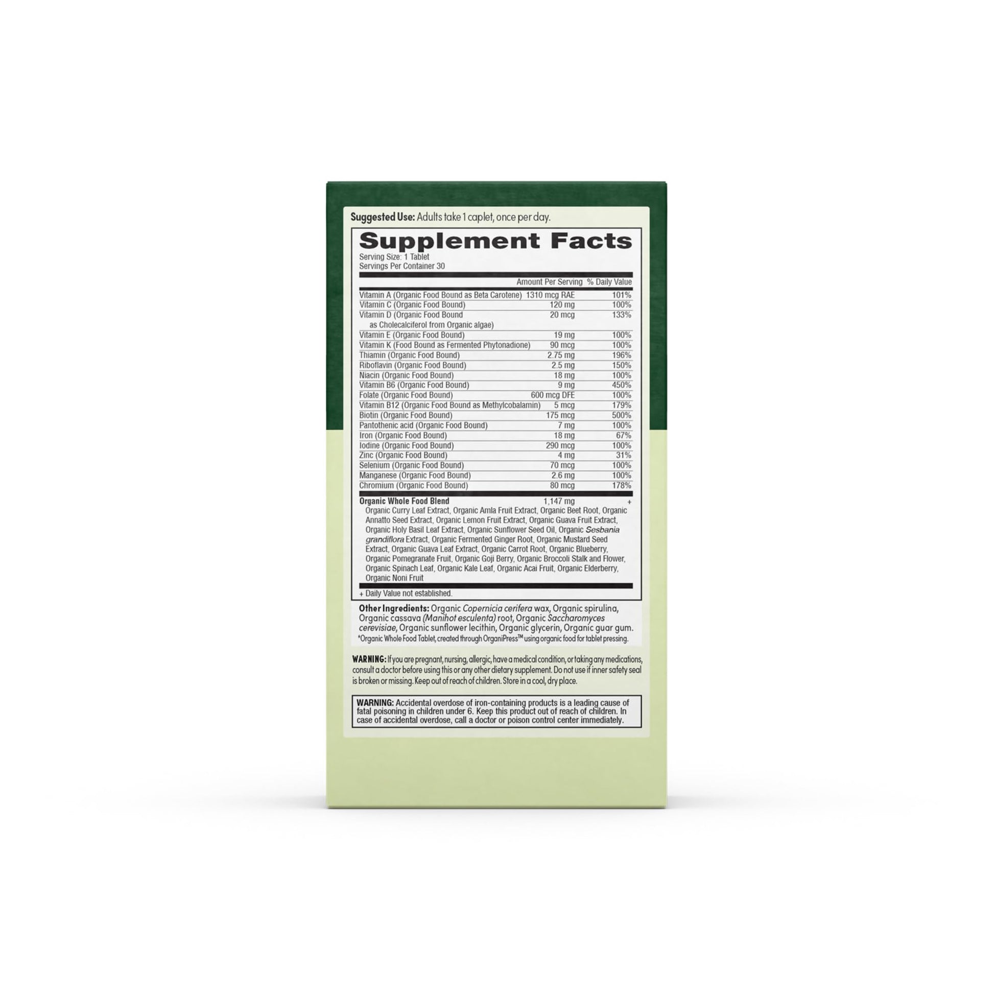Multivitaminas EarthFirst orgánicas caja frontal