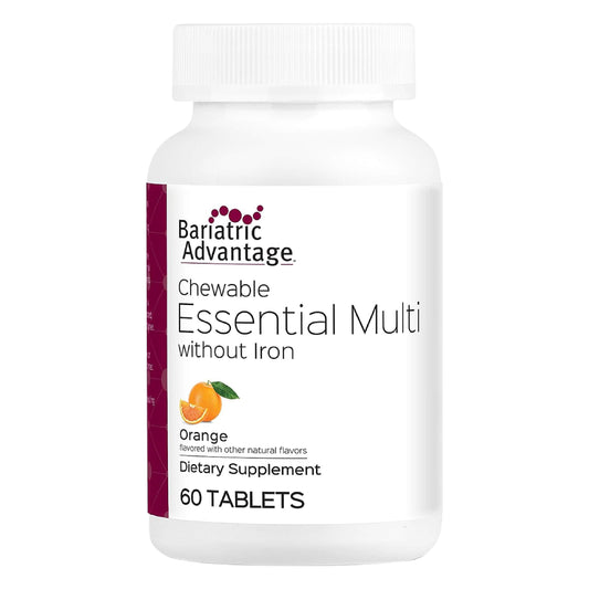 botella de multivitaminas esenciales sin hierro bariatric advantage