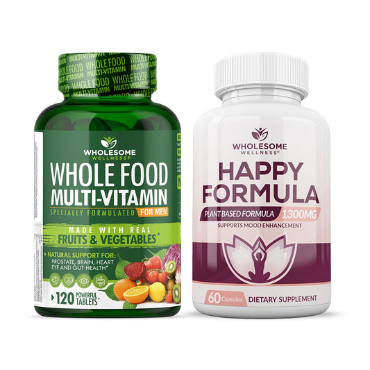 botellas de multivitaminas y fórmula para el ánimo