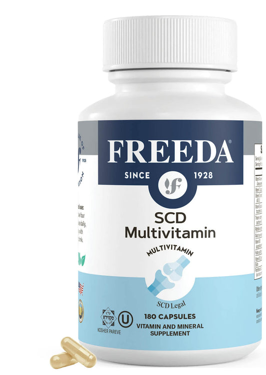 Botella de multivitaminas FREEDA SCD para hombres y mujeres, cápsulas kosher
