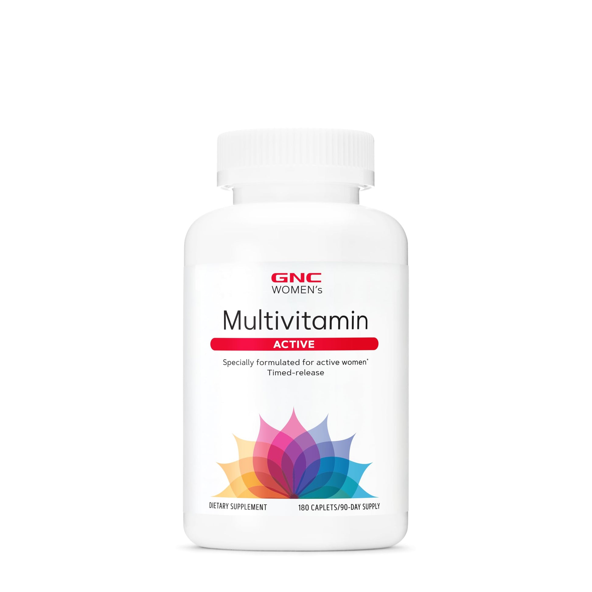 Botella de multivitaminas GNC Women's Active para mujeres activas.