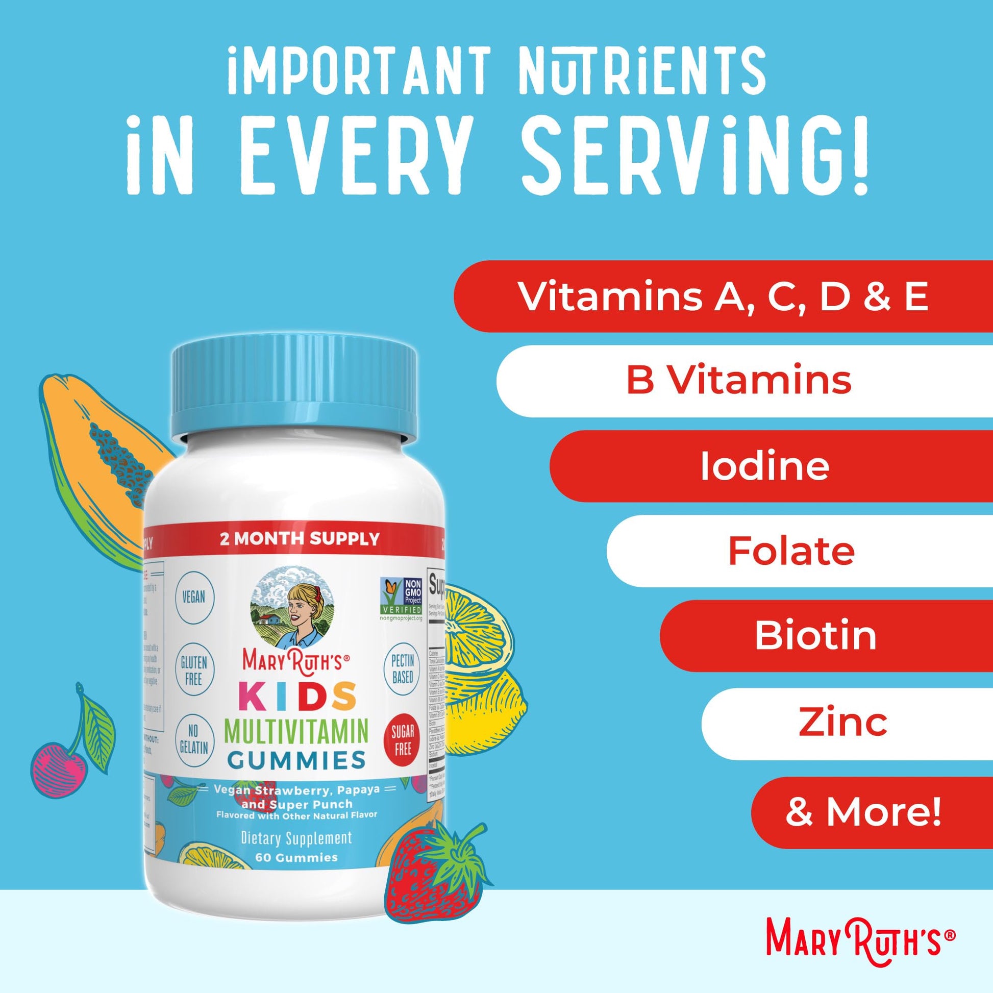 Multivitaminas gomitas MaryRuth Organics para edad 2+ años