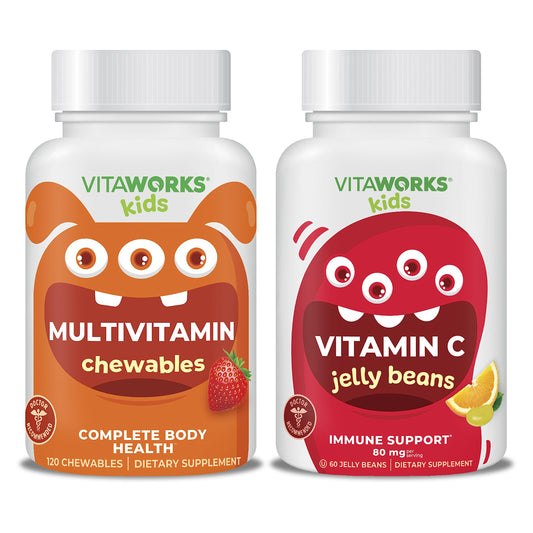 Botellas de multivitaminas y gomitas de vitamina C VitaWorks Kids