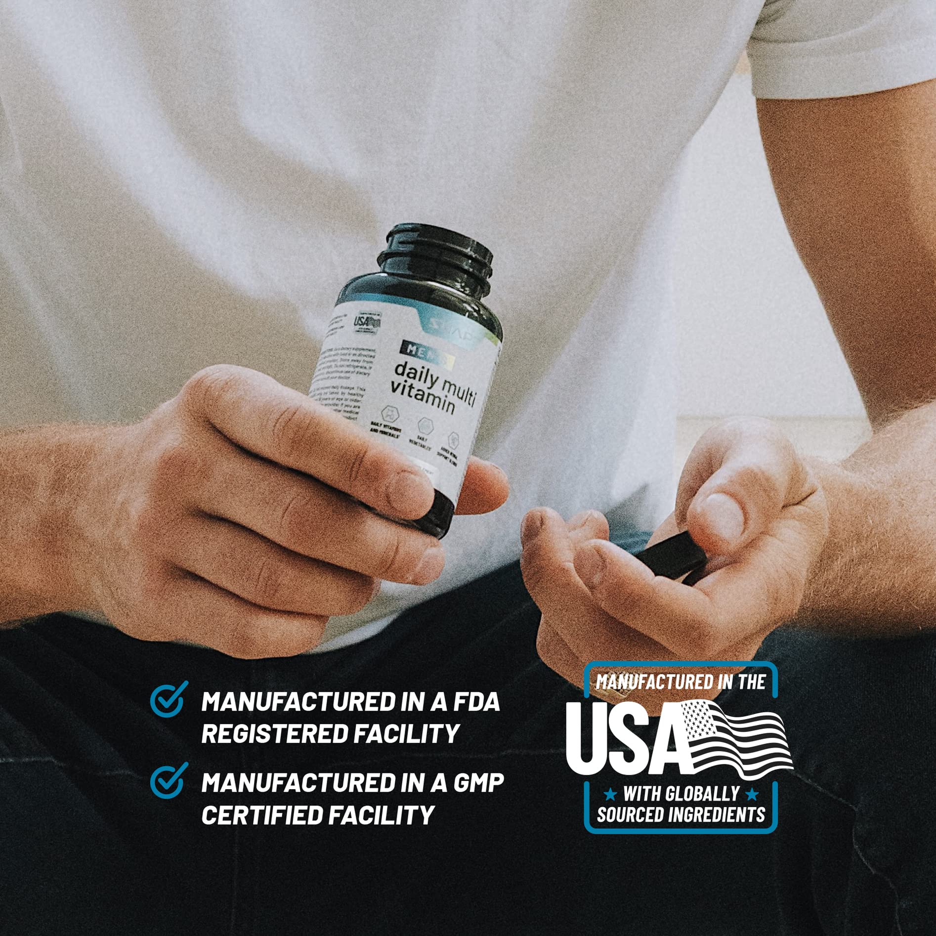 Multivitaminas para hombres Snap Supplements hechas en USA