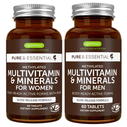 Multivitaminas Igennus para hombres y mujeres con formas activas.