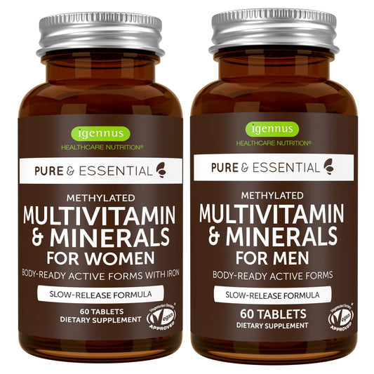 Multivitaminas Igennus para hombres y mujeres con formas activas.