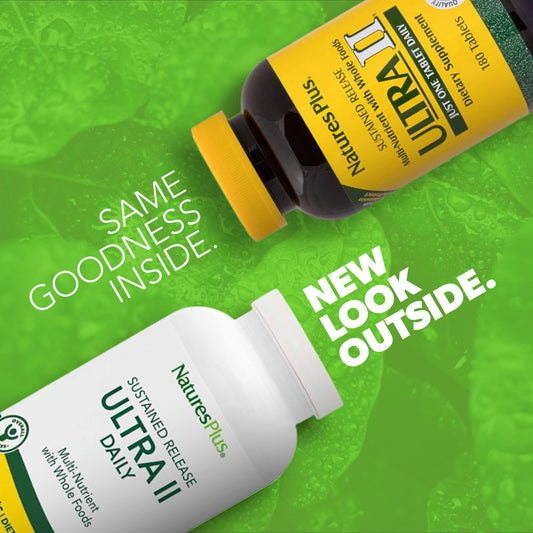 Multivitaminas con ingredientes de alimentos integrales.