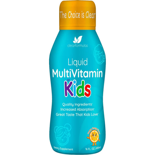 Botella de multivitaminas líquidas para niños sin azúcar en sabor naranja