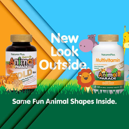 Multivitaminas masticables Animal Parade sabor naranja niños