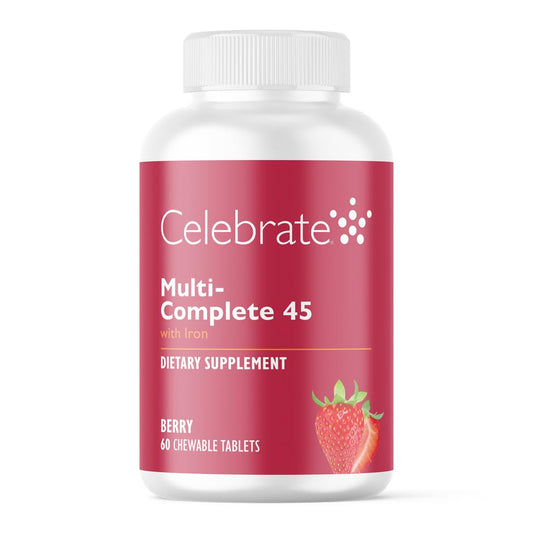 Botella de multivitaminas masticables sabores berries