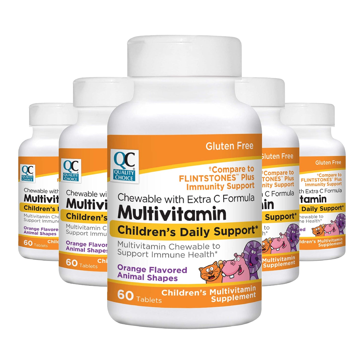 Multivitaminas masticables para niños con forma de animales y extra vitamina C