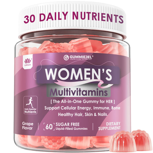 Multivitaminas para mujeres en forma de gominolas con biotina y colágeno.