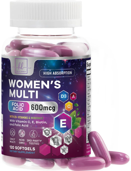 Botella de multivitaminas para mujeres con 120 cápsulas