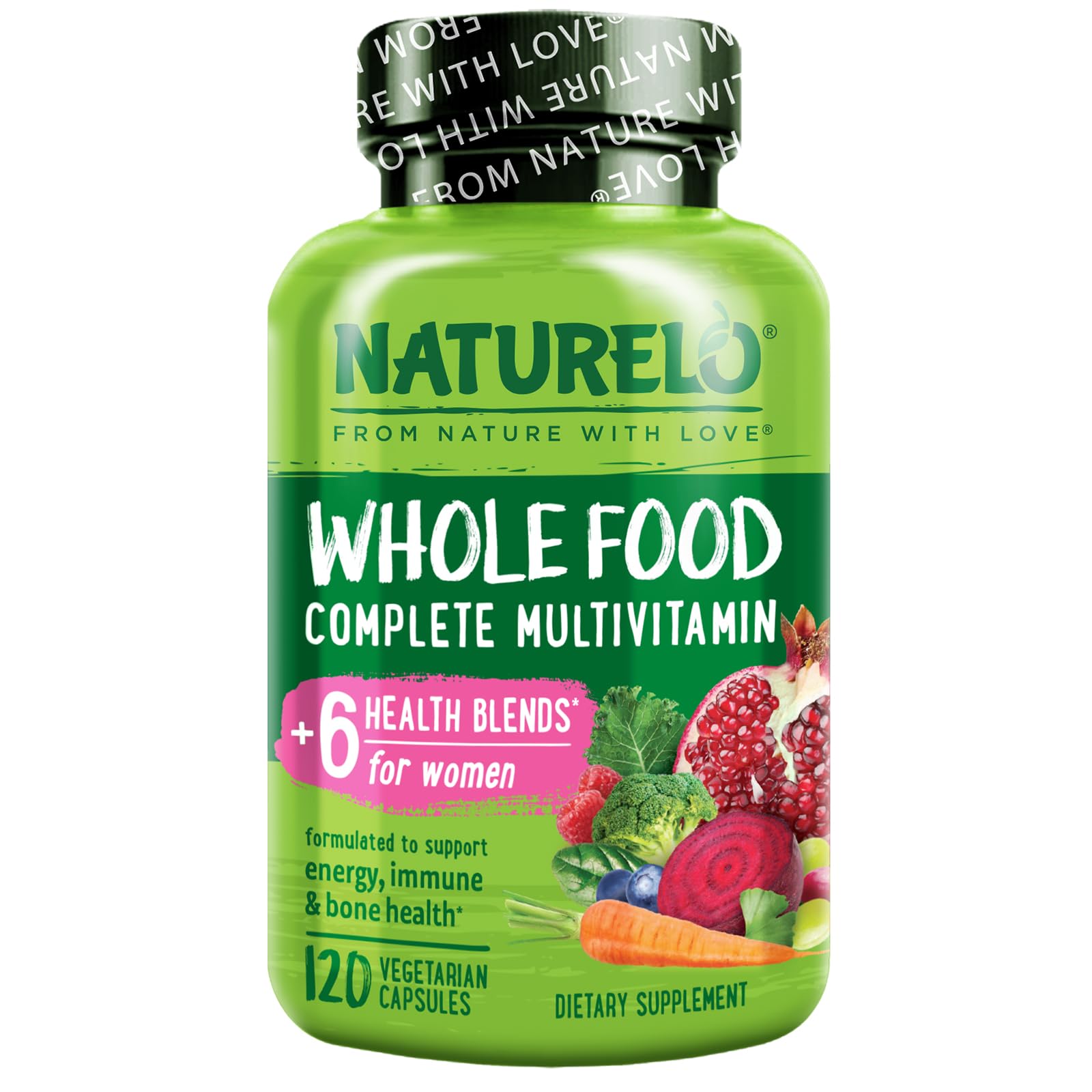 Botella de multivitaminas para mujeres Naturelo, 120 cápsulas
