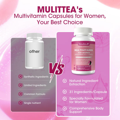 Multivitaminas Mulittea que fortalecen uñas y cabello de mujeres