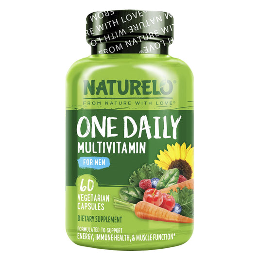 Multivitaminas NATURELO para hombres en botella de 60 cápsulas