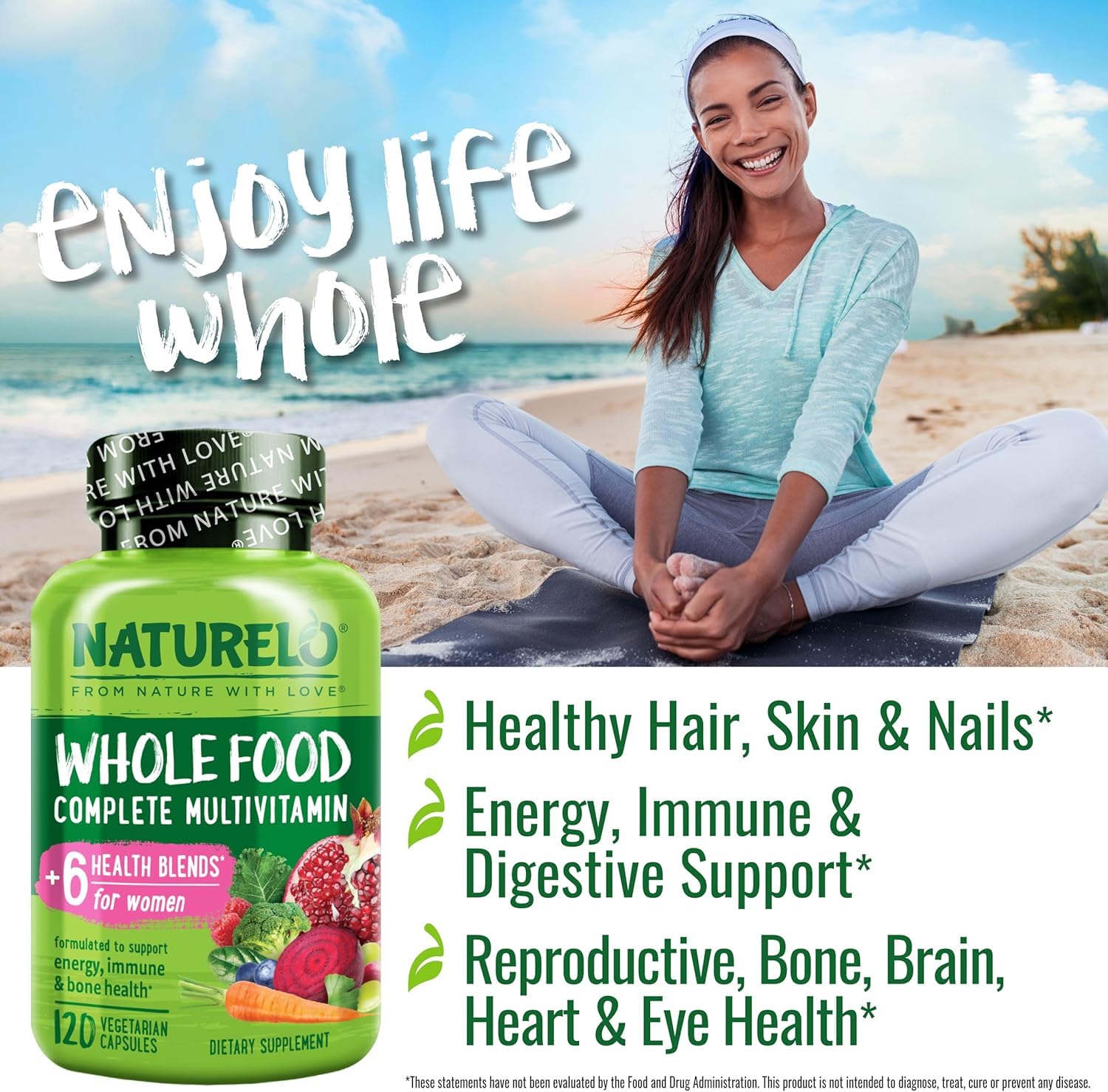 Multivitaminas Naturelo para mujeres con ingredientes integrales