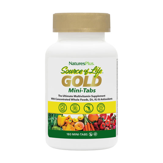 Botella de multivitaminas Natures Plus Source of Life Gold
