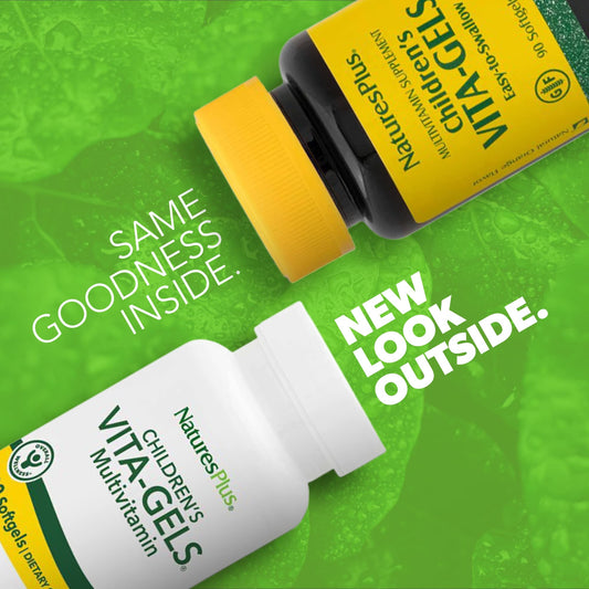 Vista lateral del multivitaminas NaturesPlus Vita-Gels