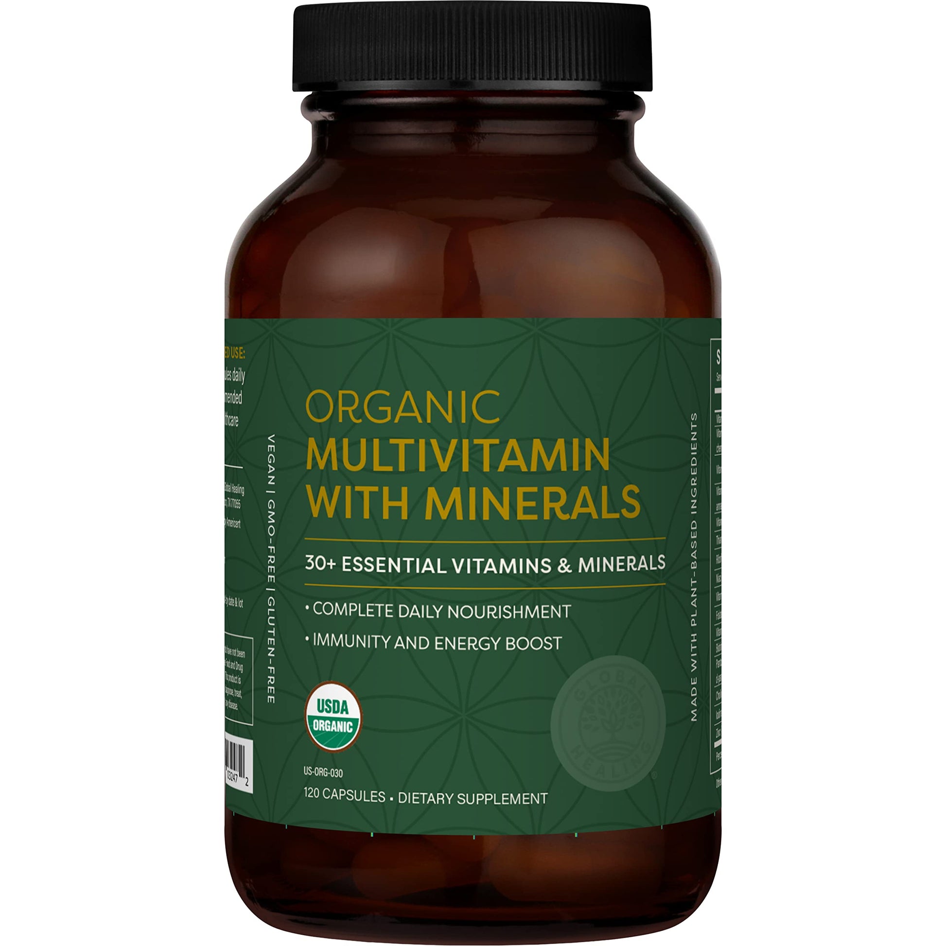 Botella de multivitaminas orgánicas Global Healing