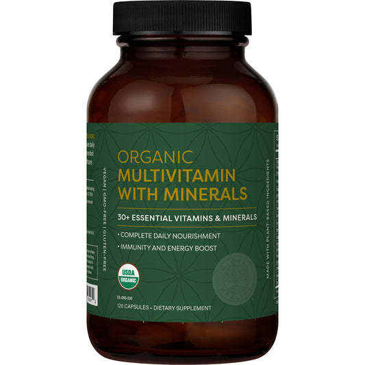 Botella de multivitaminas orgánicas Global Healing