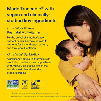 Multivitaminas postnatales con vitaminas D3, A y C rastreables