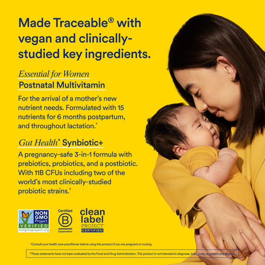 Multivitaminas postnatales con vitaminas D3, A y C rastreables
