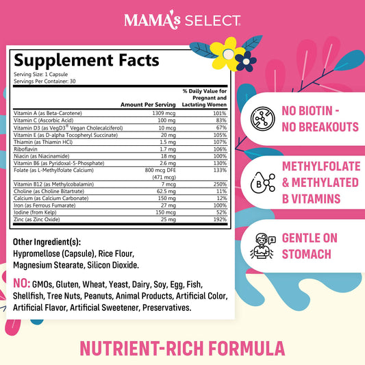 Multivitaminas prenatales veganas y sin biotina