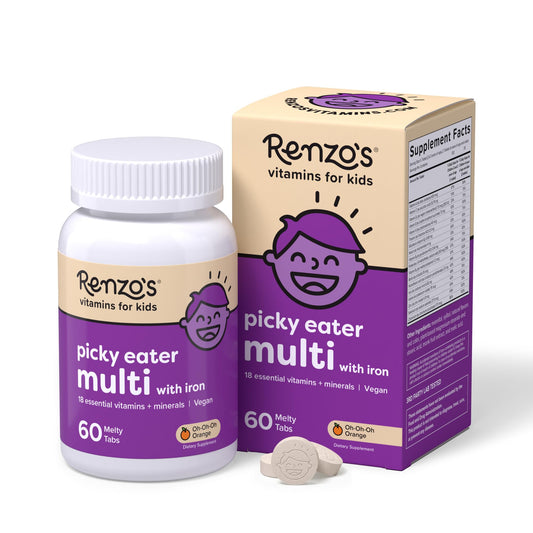 Paquete multivitaminas Renzo's para niños sabor naranja sin azúcar