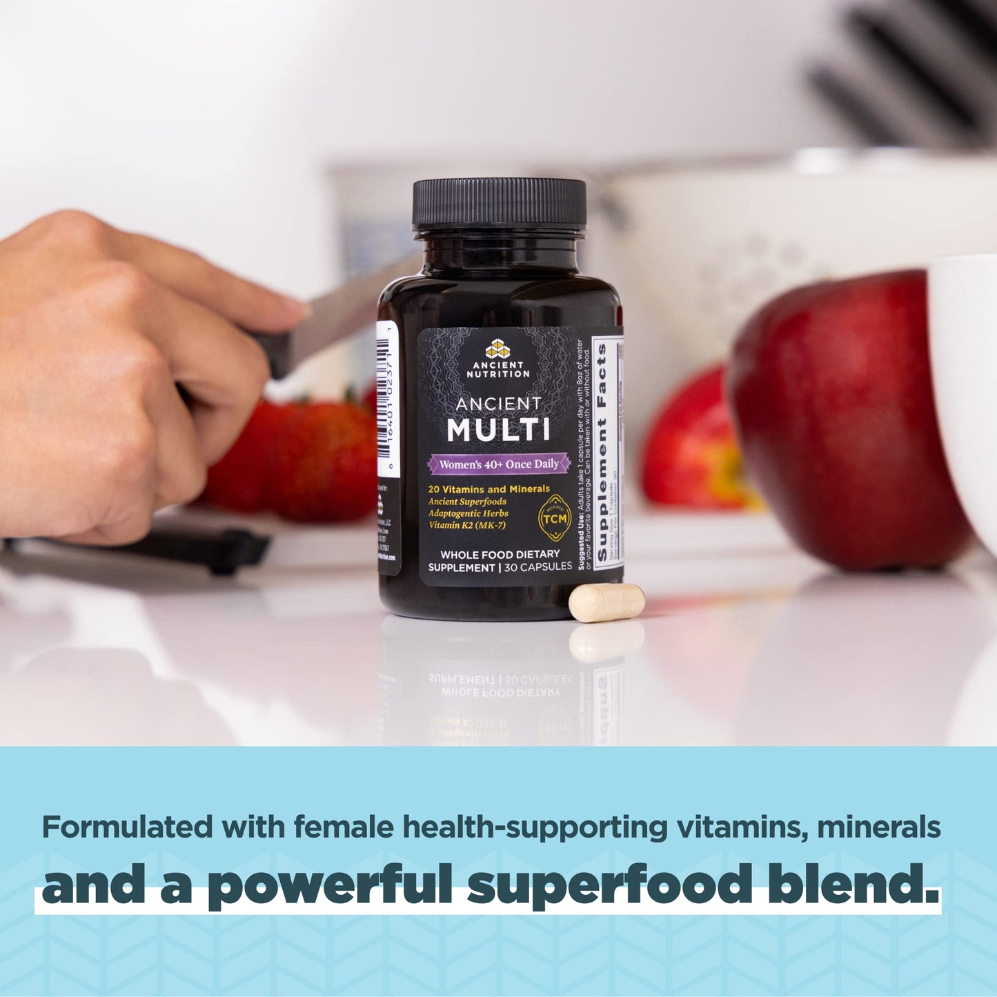 Multivitaminas de Ancient Nutrition con suplemento de salud femenina