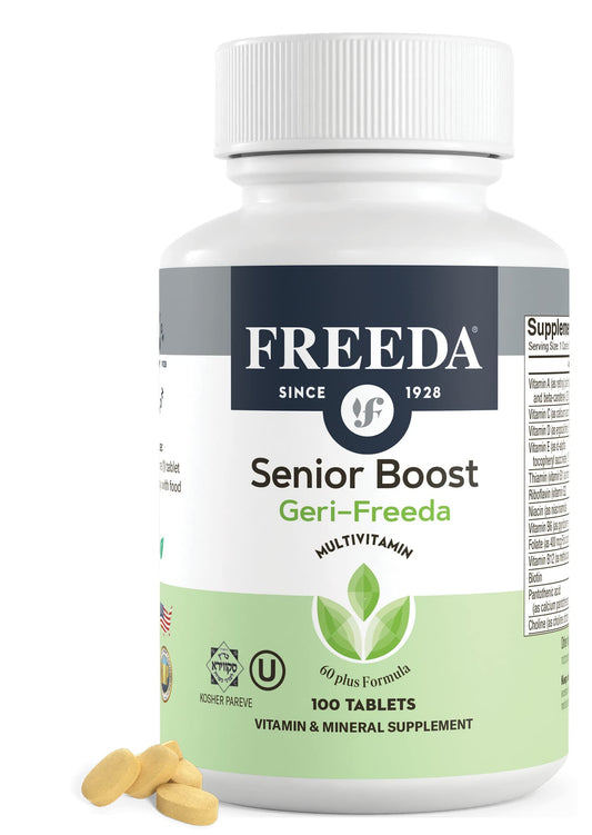 Botella de Multivitaminas Senior de Freeda con 100 tabletas