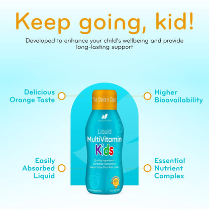 Multivitaminas líquidas sin azúcar para niños - paquete de 1 mes